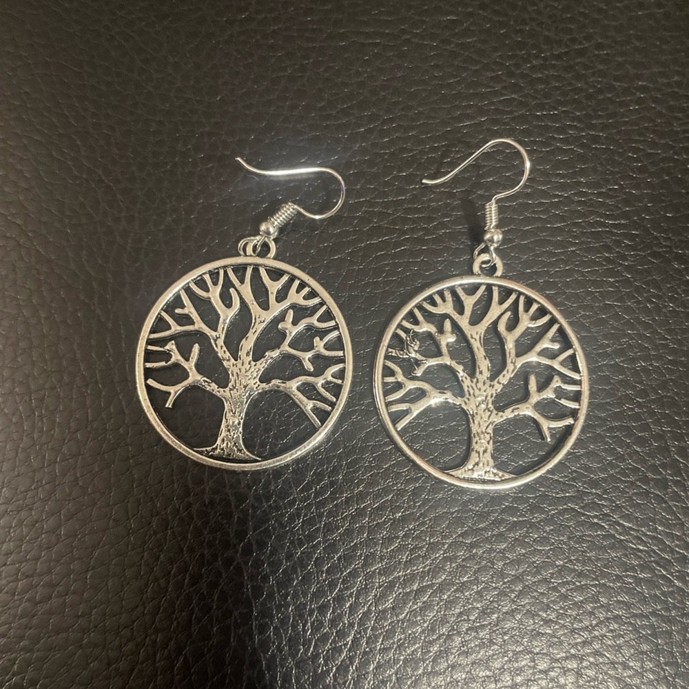Silver Tree of Life Earrings - Picture 2 of 3